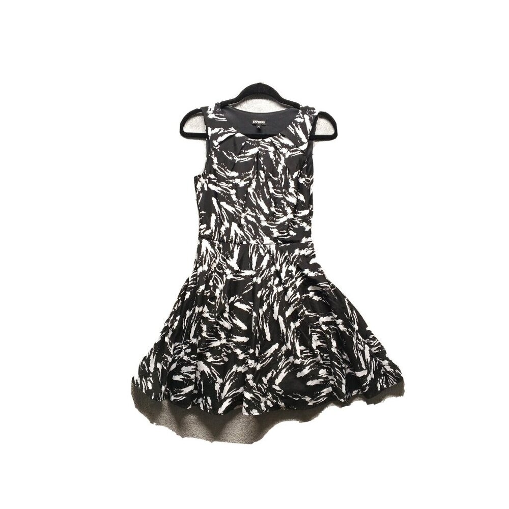 EXPRESS Flare Women Dress Mini Abstract Print Fully lined US Size 2